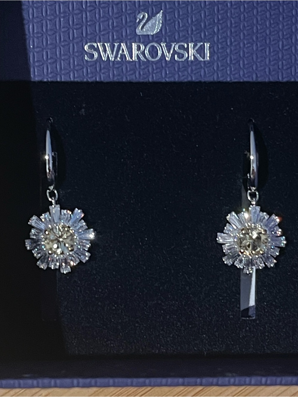 Last One - Swarovski Sunshine Pierced Earrings, White, Rhodium plating - Picture 13 of 15